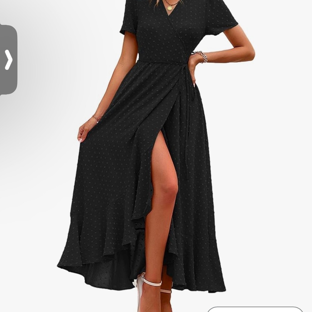 Pretty Garden Black Wrap Dress - Picture 2 of 4